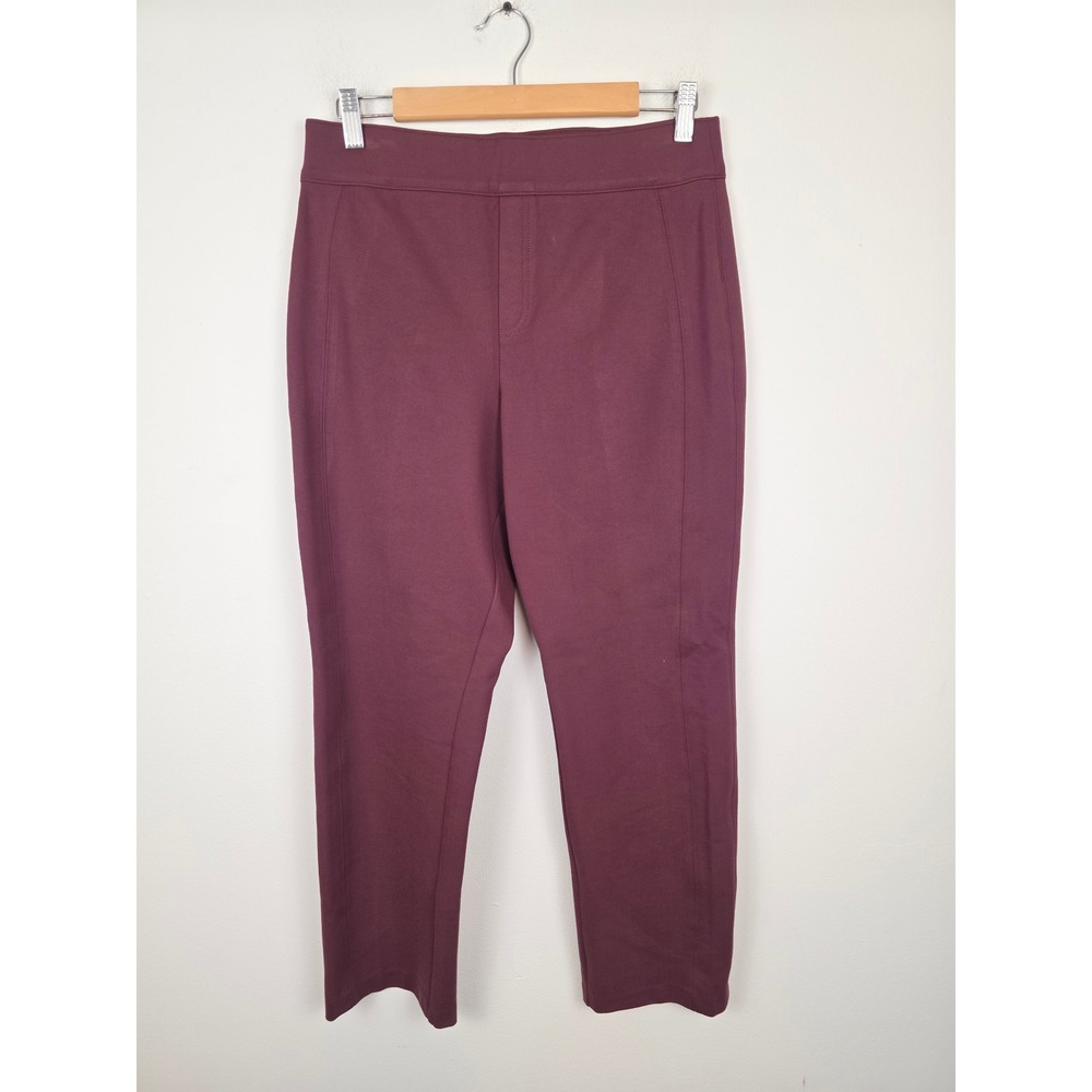Spanx The Perfect Pant Ankle Slim Straight Burgundy Wine Large Petite 20254Q